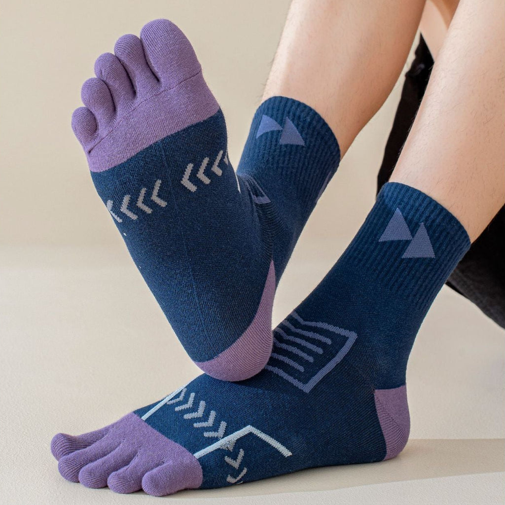 Blue and purple toe socks 