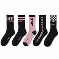 Black Pink 5-Pair Crew Socks Set