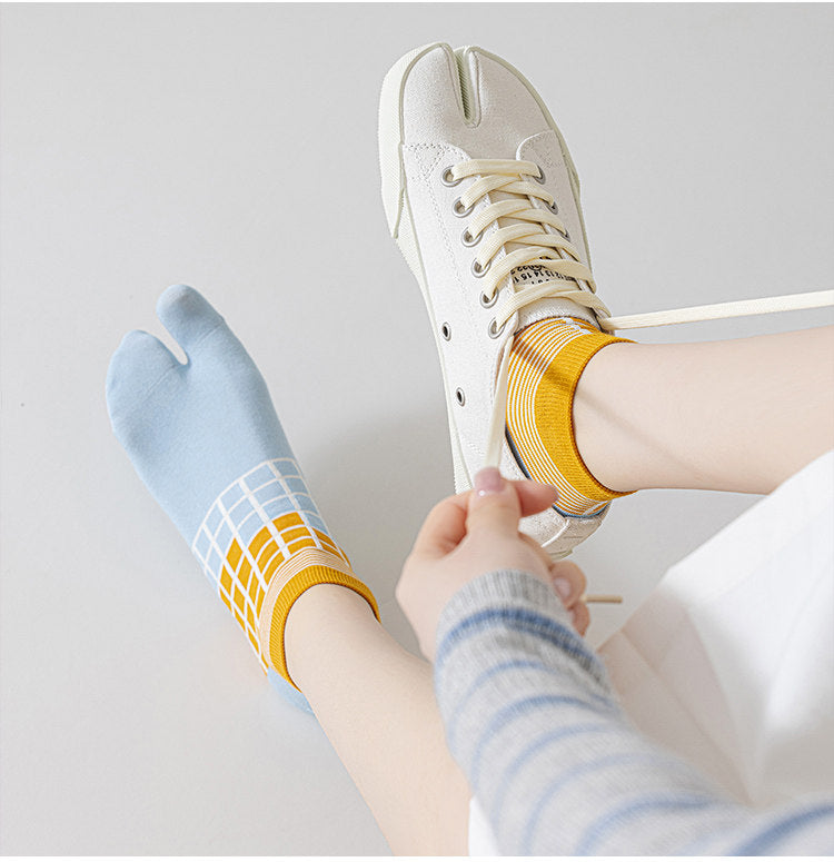 Japanese Tabi Socks 【Blue Grid】
