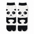 Pair of panda-themed socks on a white background